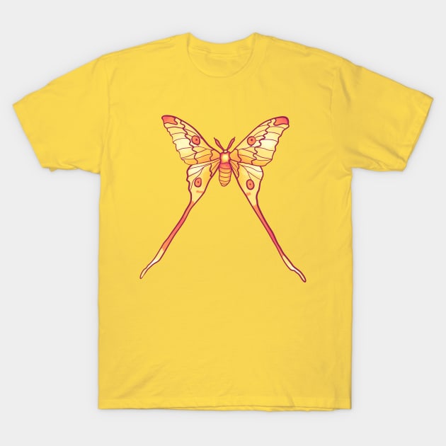 Luna Moth Witchy Magical Insect Yellow Orange T-Shirt by Boriana Giormova